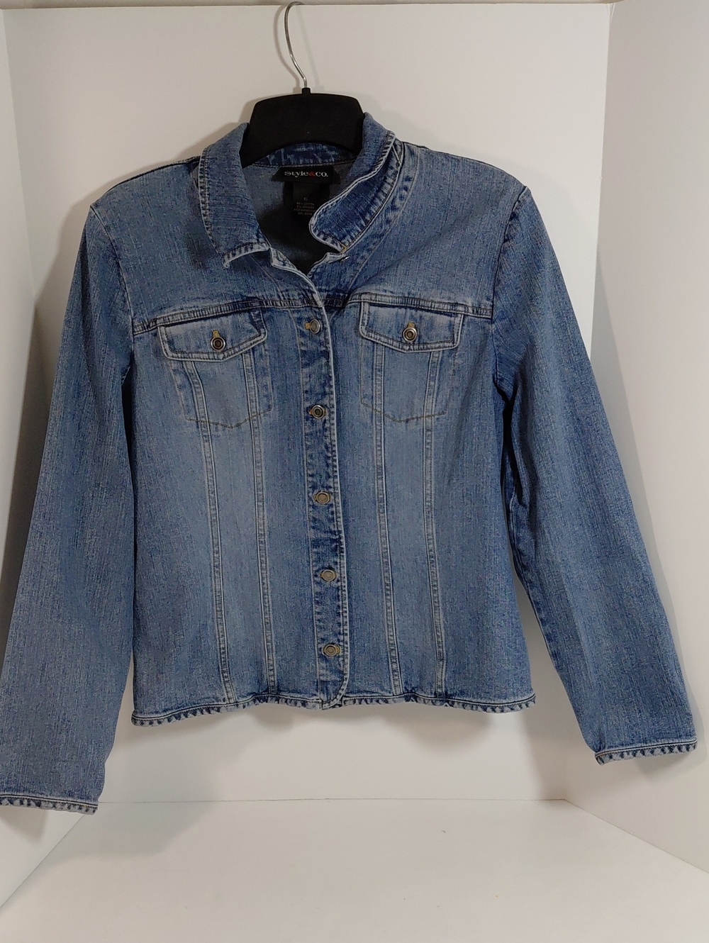 Style&Co. Classic Light Blue Denim Jacket - Women's Button Front- Size XL